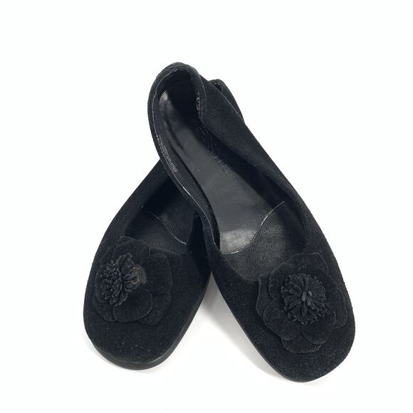 Aerosoles Flower II Leather Square Toe Ballet Flats Loafers 6.5 Black Suede - Picture 1 of 7